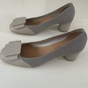 Pas De Rouge Elegant Gray Women's Block Heel Shoes. Made in Italy. Size 37